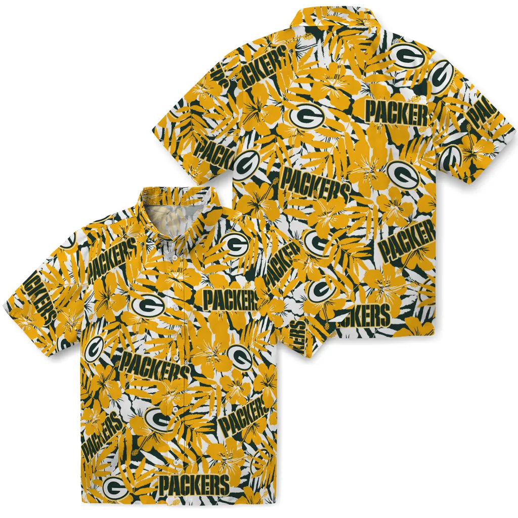 Green Bay Packers Hawaiian Shirt - Hibiscus Overlay | Moonbestprint