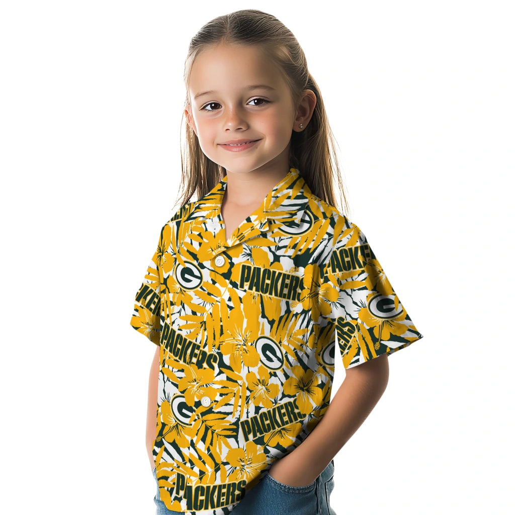 Green Bay Packers Hawaiian Shirt - Hibiscus Overlay | Moonbestprint