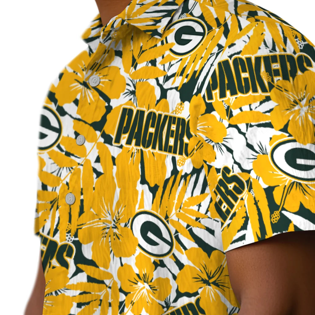 Green Bay Packers Hawaiian Shirt - Hibiscus Overlay | Moonbestprint