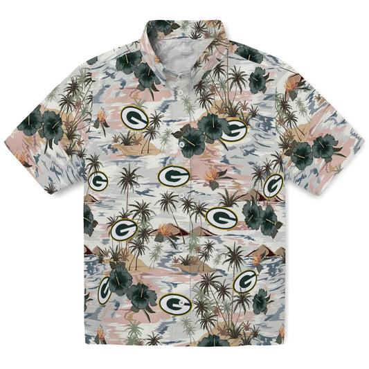 Green Bay Packers Hawaiian Shirt - Hibiscus Seaside | Moonbestprint