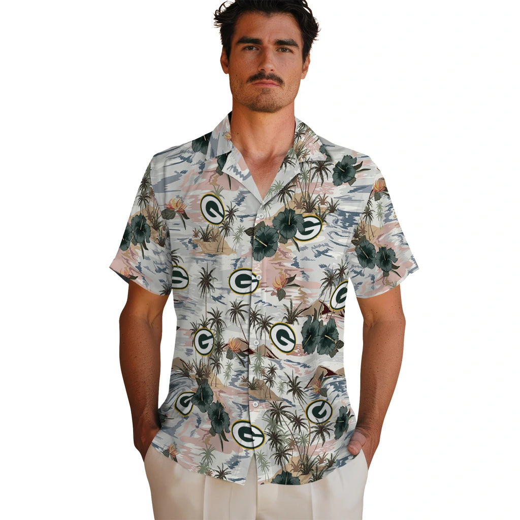 Green Bay Packers Hawaiian Shirt - Hibiscus Seaside | Moonbestprint