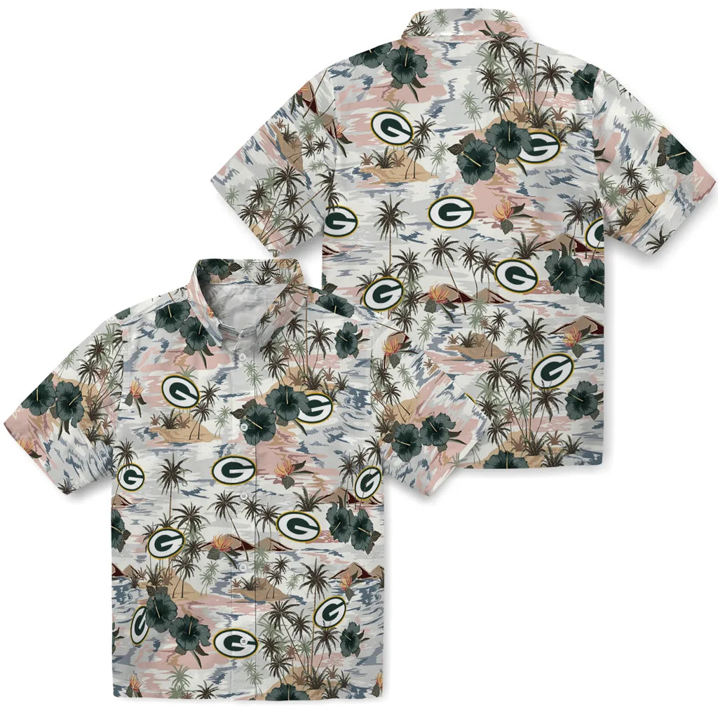 Green Bay Packers Hawaiian Shirt - Hibiscus Seaside | Moonbestprint