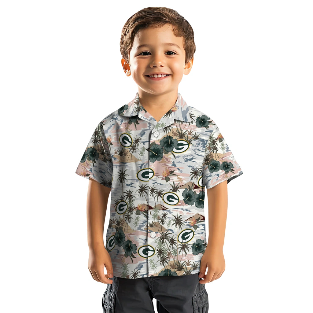 Green Bay Packers Hawaiian Shirt - Hibiscus Seaside | Moonbestprint