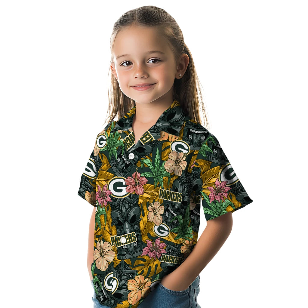 Green Bay Packers Hawaiian Shirt - Hibiscus Tiki Jungle | Moonbestprint