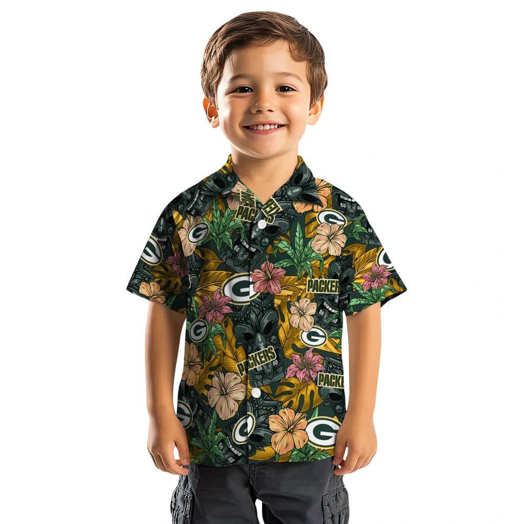 Green Bay Packers Hawaiian Shirt - Hibiscus Tiki Jungle | Moonbestprint