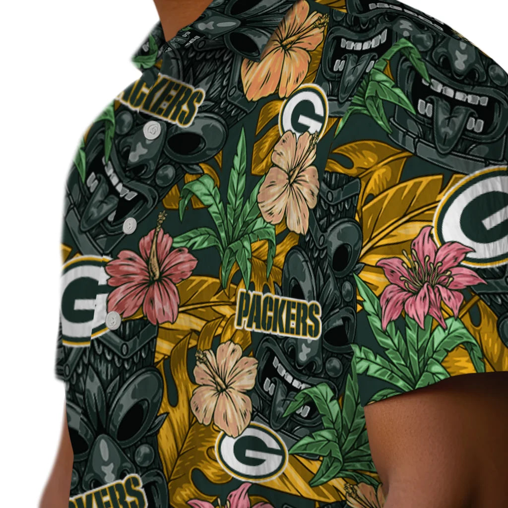 Green Bay Packers Hawaiian Shirt - Hibiscus Tiki Jungle | Moonbestprint