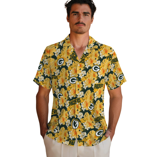 Green Bay Packers Hawaiian Shirt - Hibiscus Tropics | Moonbestprint