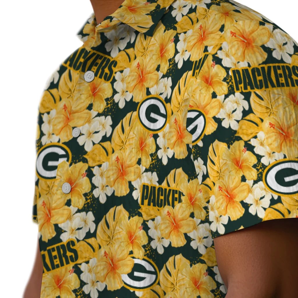 Green Bay Packers Hawaiian Shirt - Hibiscus Tropics | Moonbestprint