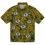 Green Bay Packers Hawaiian Shirt - Leaf Outline | Moonbestprint