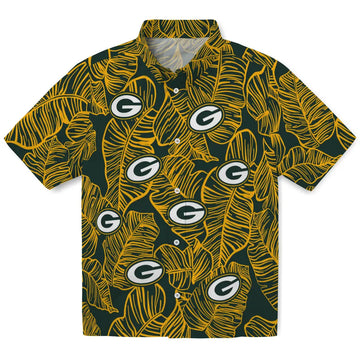 Green Bay Packers Hawaiian Shirt - Leaf Outline | Moonbestprint