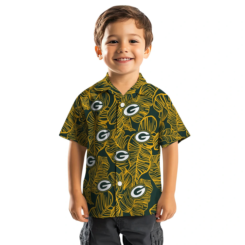 Green Bay Packers Hawaiian Shirt - Leaf Outline | Moonbestprint