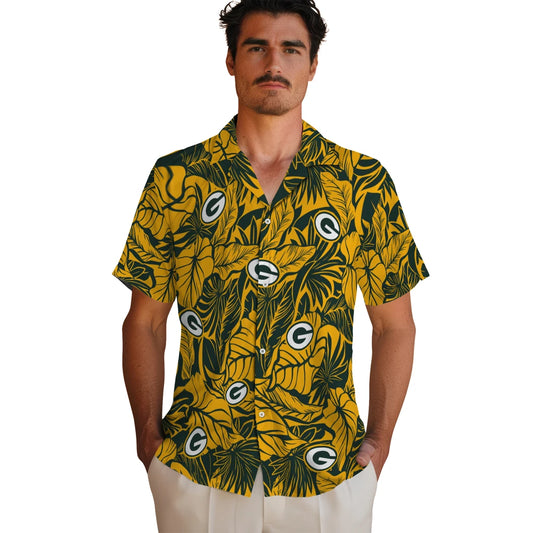 Green Bay Packers Hawaiian Shirt - Monstera Layer | Moonbestprint