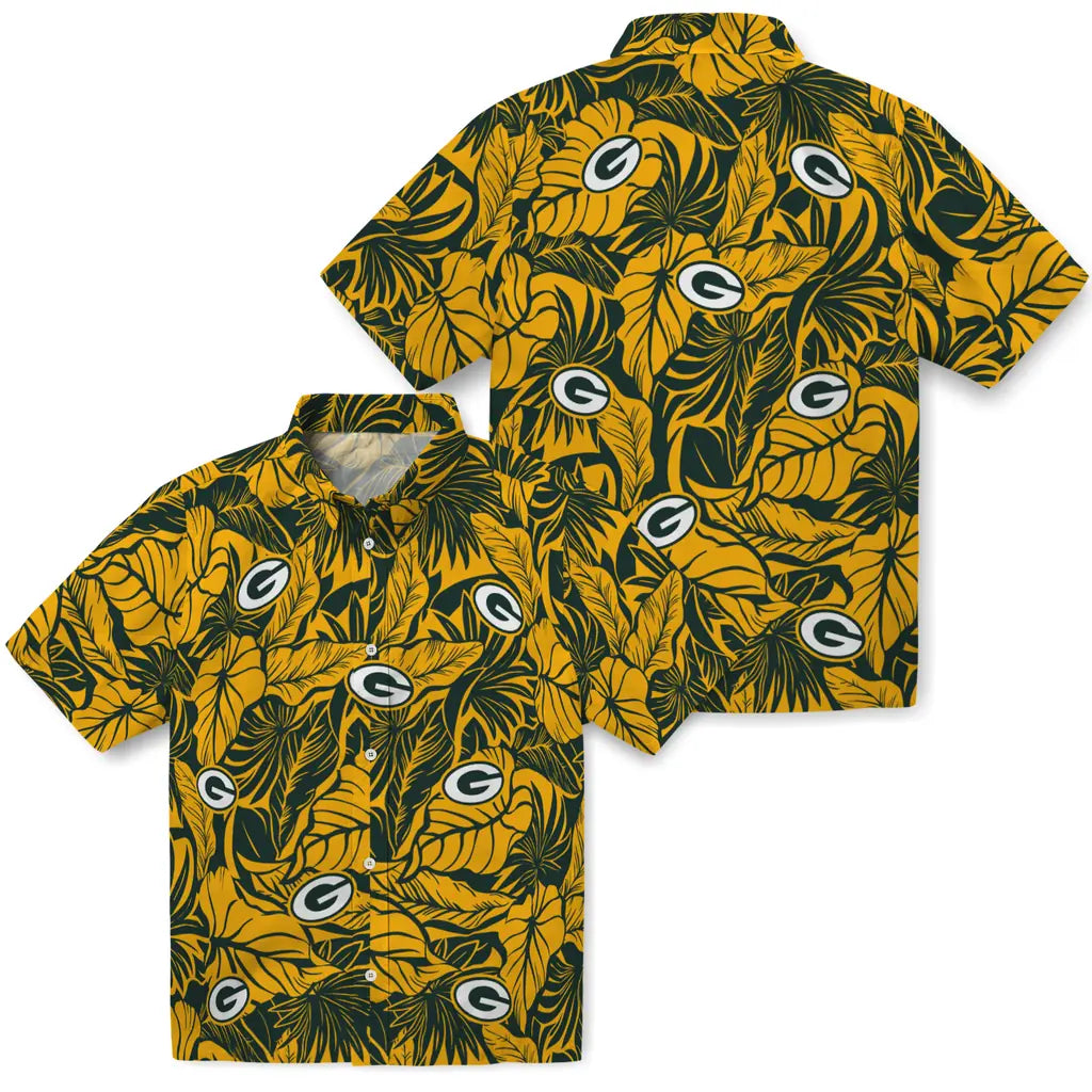 Green Bay Packers Hawaiian Shirt - Monstera Layer | Moonbestprint