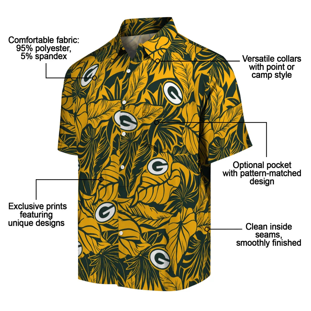 Green Bay Packers Hawaiian Shirt - Monstera Layer | Moonbestprint