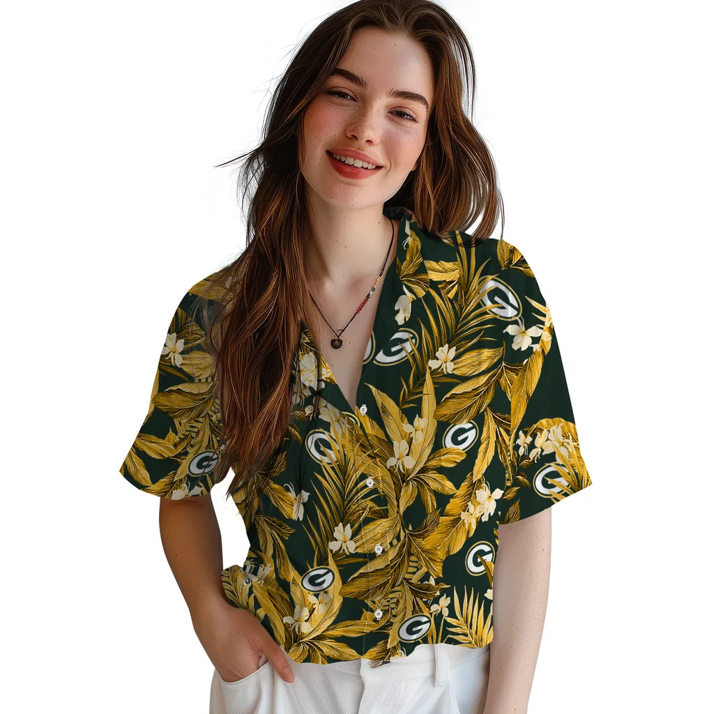 Green Bay Packers Hawaiian Shirt - Palm Leaves | Moonbestprint