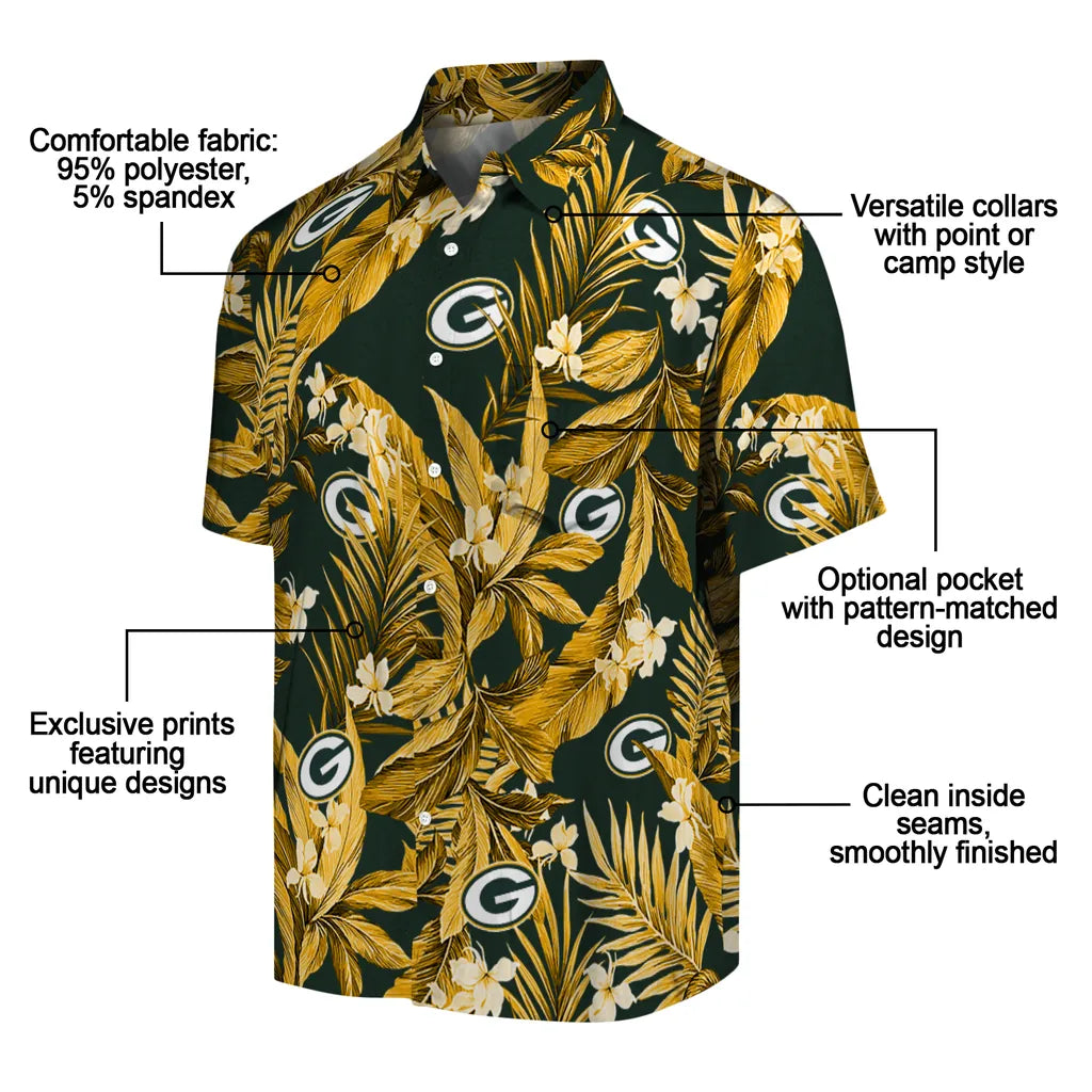 Green Bay Packers Hawaiian Shirt - Palm Leaves | Moonbestprint