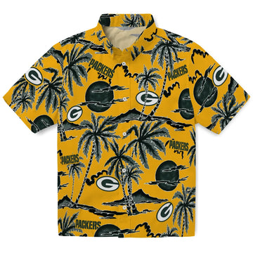 Green Bay Packers Hawaiian Shirt - Palm Sunset | Moonbestprint