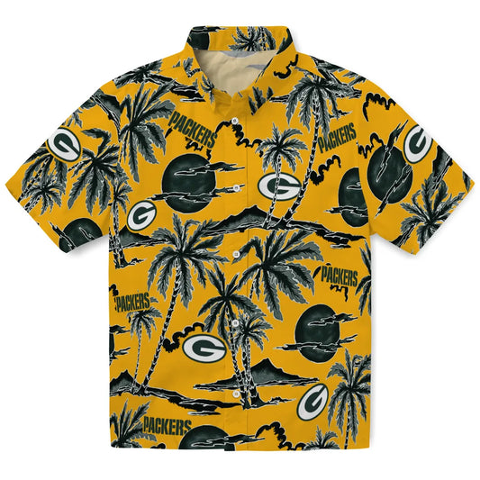 Green Bay Packers Hawaiian Shirt - Palm Sunset | Moonbestprint