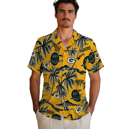 Green Bay Packers Hawaiian Shirt - Palm Sunset | Moonbestprint