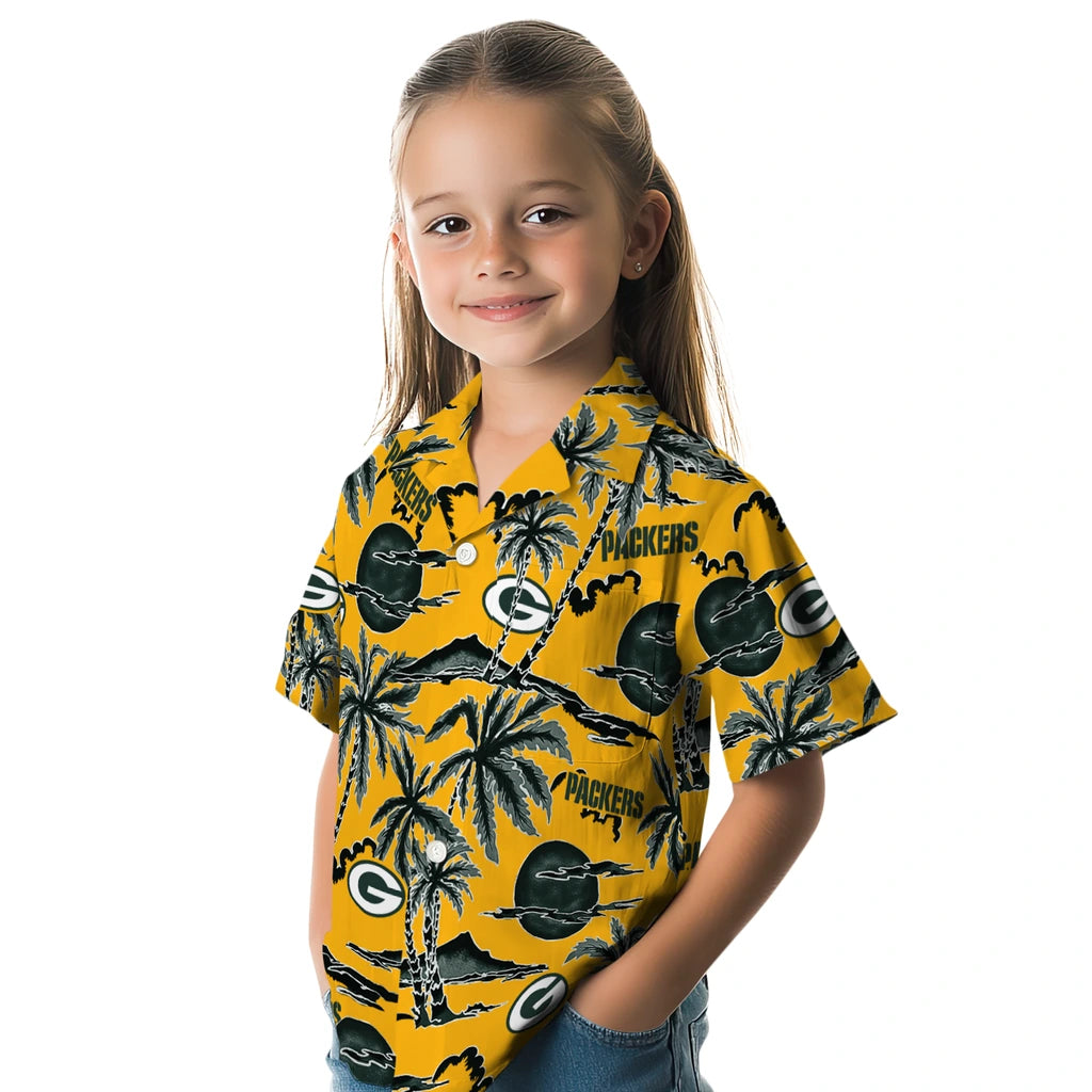 Green Bay Packers Hawaiian Shirt - Palm Sunset | Moonbestprint