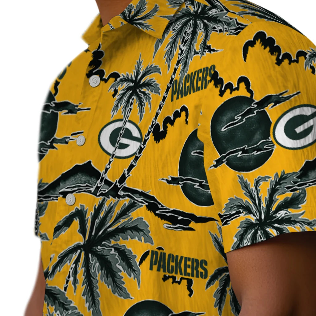 Green Bay Packers Hawaiian Shirt - Palm Sunset | Moonbestprint
