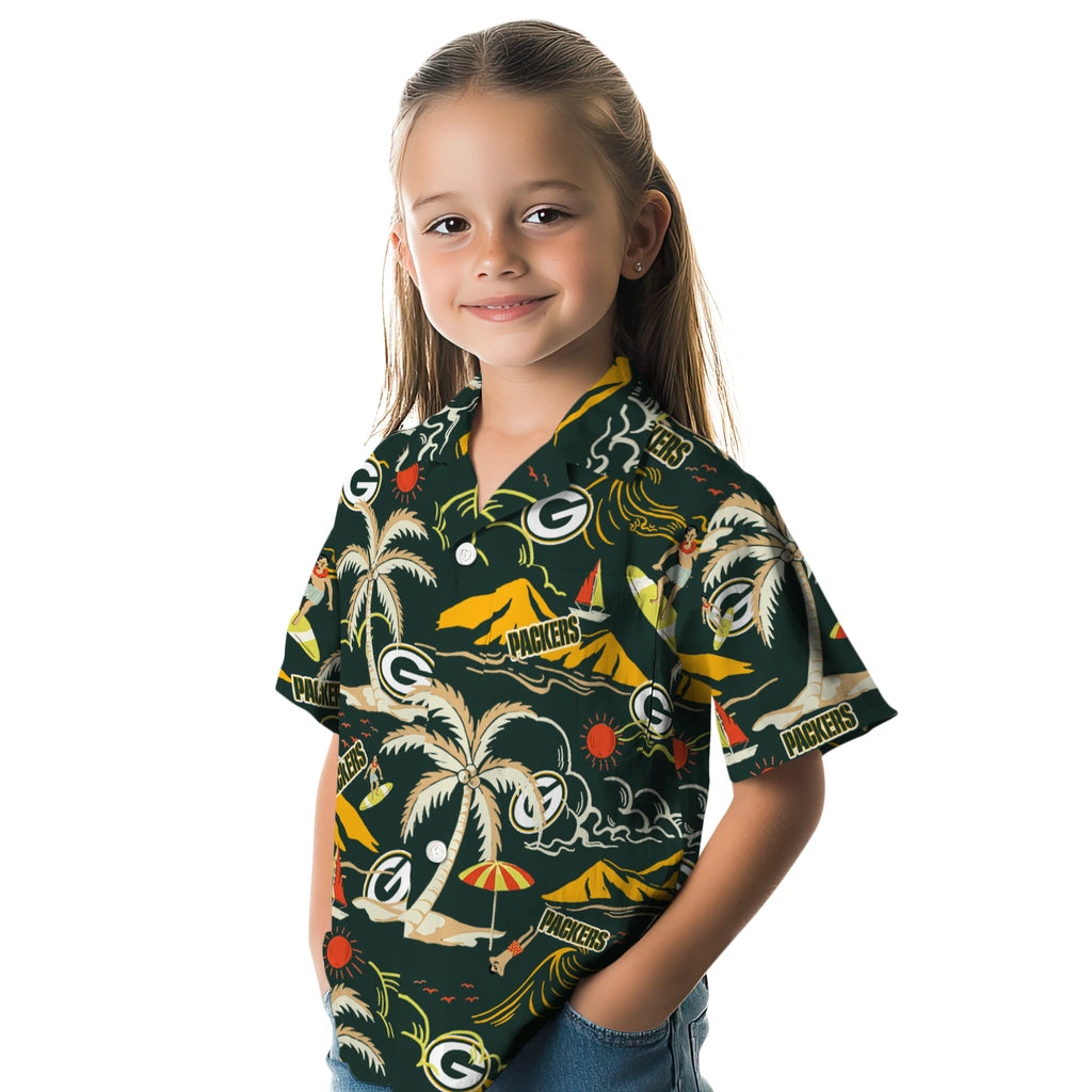 Green Bay Packers Hawaiian Shirt - Palm Tree Island | Moonbestprint