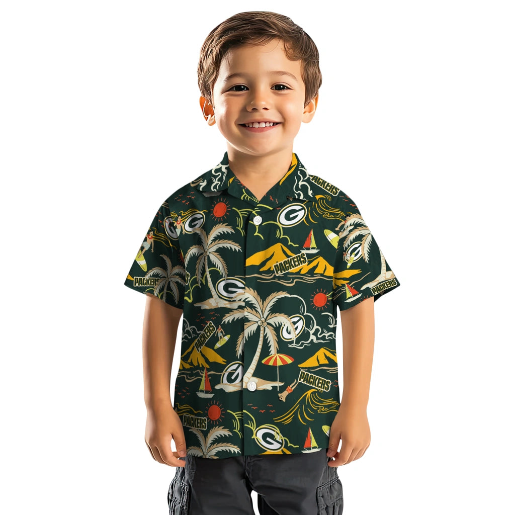 Green Bay Packers Hawaiian Shirt - Palm Tree Island | Moonbestprint