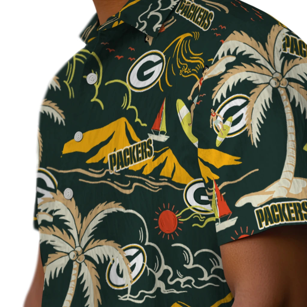 Green Bay Packers Hawaiian Shirt - Palm Tree Island | Moonbestprint