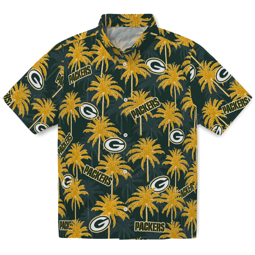 Green Bay Packers Hawaiian Shirt - Palm Tree Motif | Moonbestprint