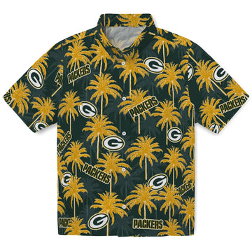 Green Bay Packers Hawaiian Shirt - Palm Tree Motif | Moonbestprint