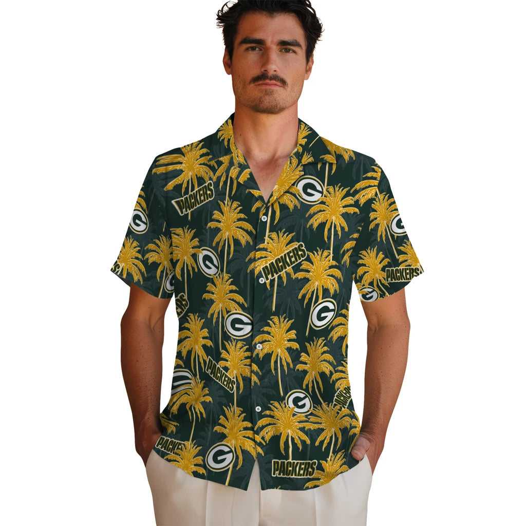Green Bay Packers Hawaiian Shirt - Palm Tree Motif | Moonbestprint