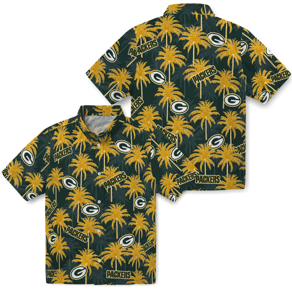 Green Bay Packers Hawaiian Shirt - Palm Tree Motif | Moonbestprint