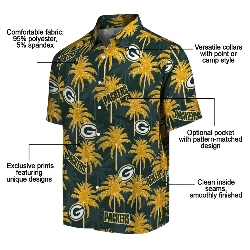 Green Bay Packers Hawaiian Shirt - Palm Tree Motif | Moonbestprint