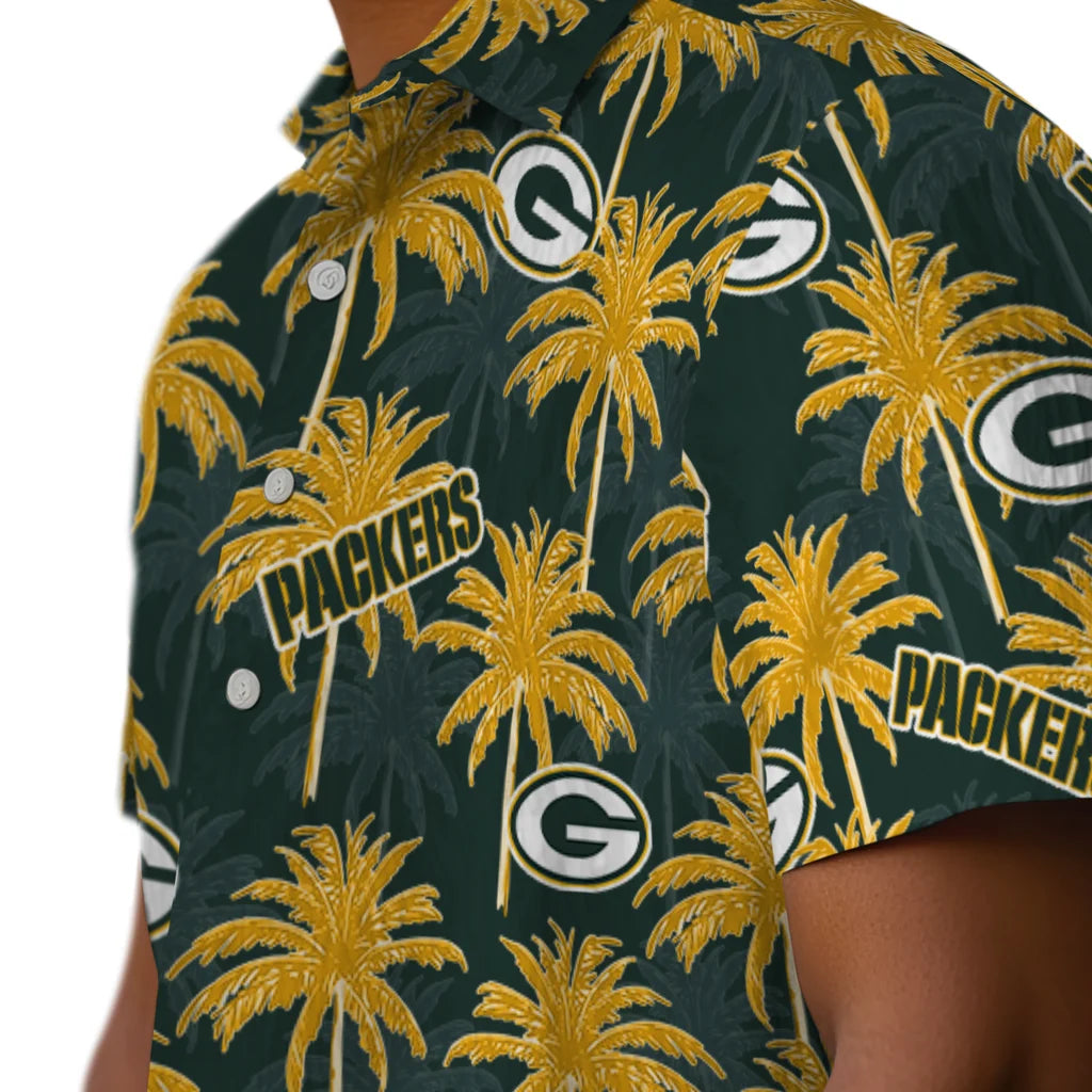 Green Bay Packers Hawaiian Shirt - Palm Tree Motif | Moonbestprint