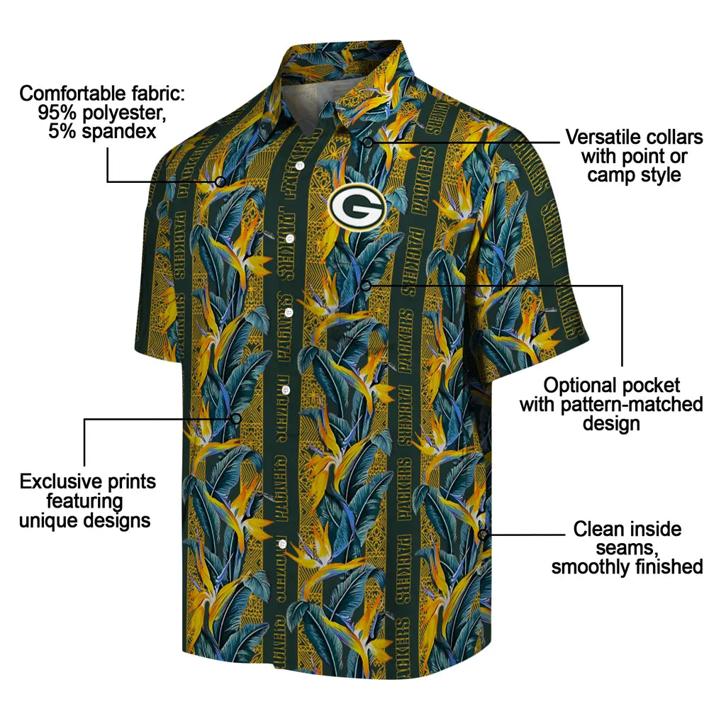 Green Bay Packers Hawaiian Shirt - Paradise Vines | Moonbestprint