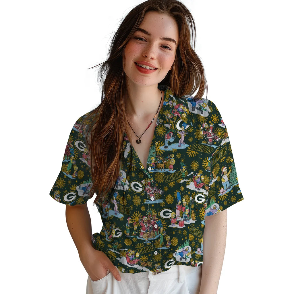 Green Bay Packers Hawaiian Shirt - Simpsons Christmas | Moonbestprint