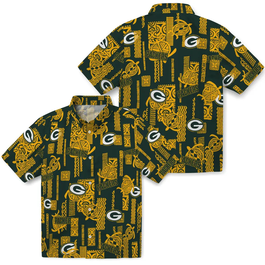Green Bay Packers Hawaiian Shirt - Turtle Lines | Moonbestprint