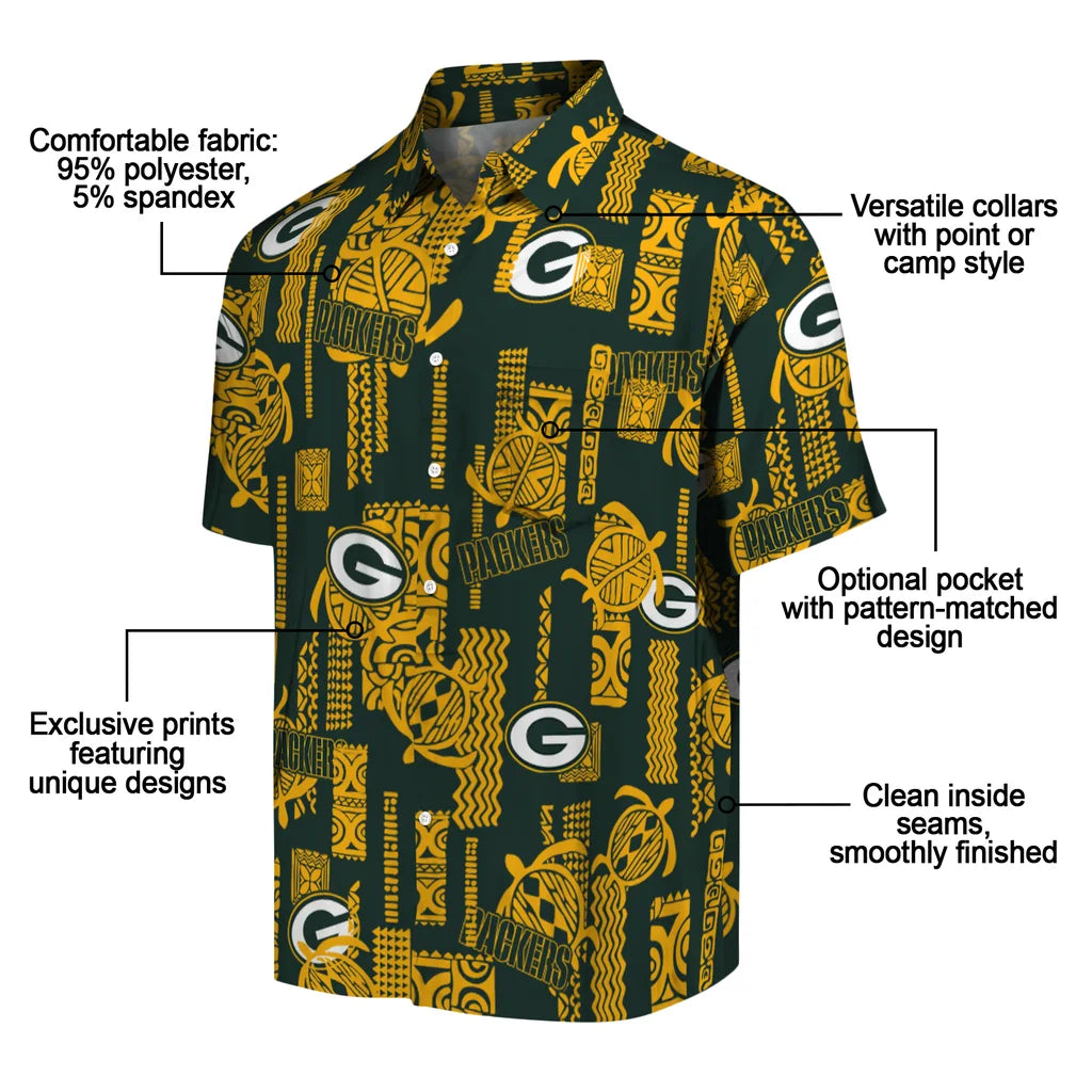 Green Bay Packers Hawaiian Shirt - Turtle Lines | Moonbestprint