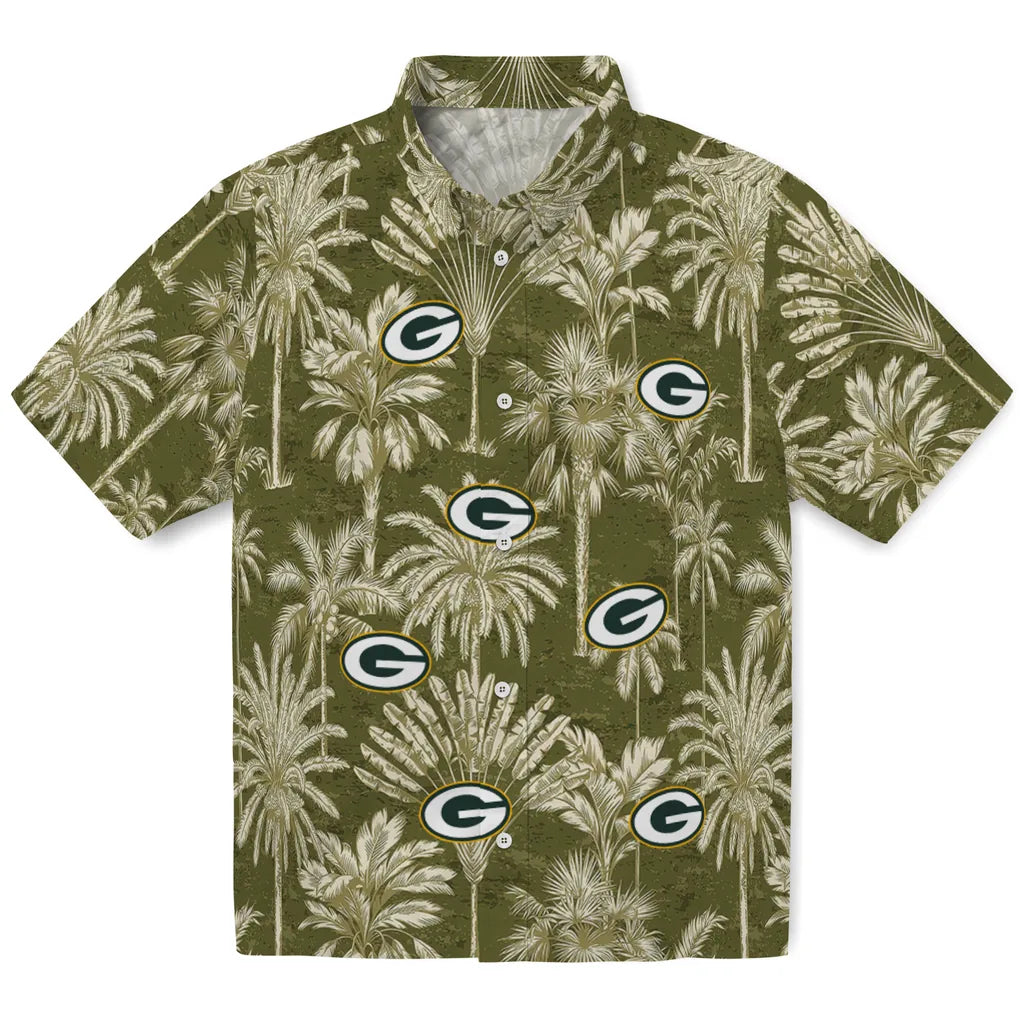 Green Bay Packers Hawaiian Shirt - Vintage Palm Tree | Moonbestprint
