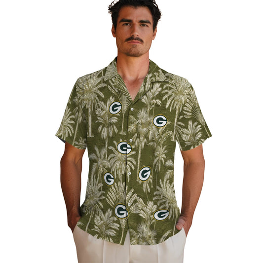 Green Bay Packers Hawaiian Shirt - Vintage Palm Tree | Moonbestprint
