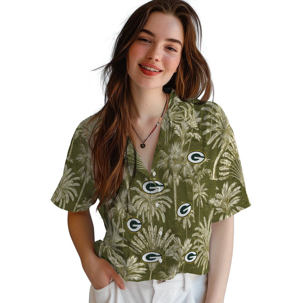 Green Bay Packers Hawaiian Shirt - Vintage Palm Tree | Moonbestprint
