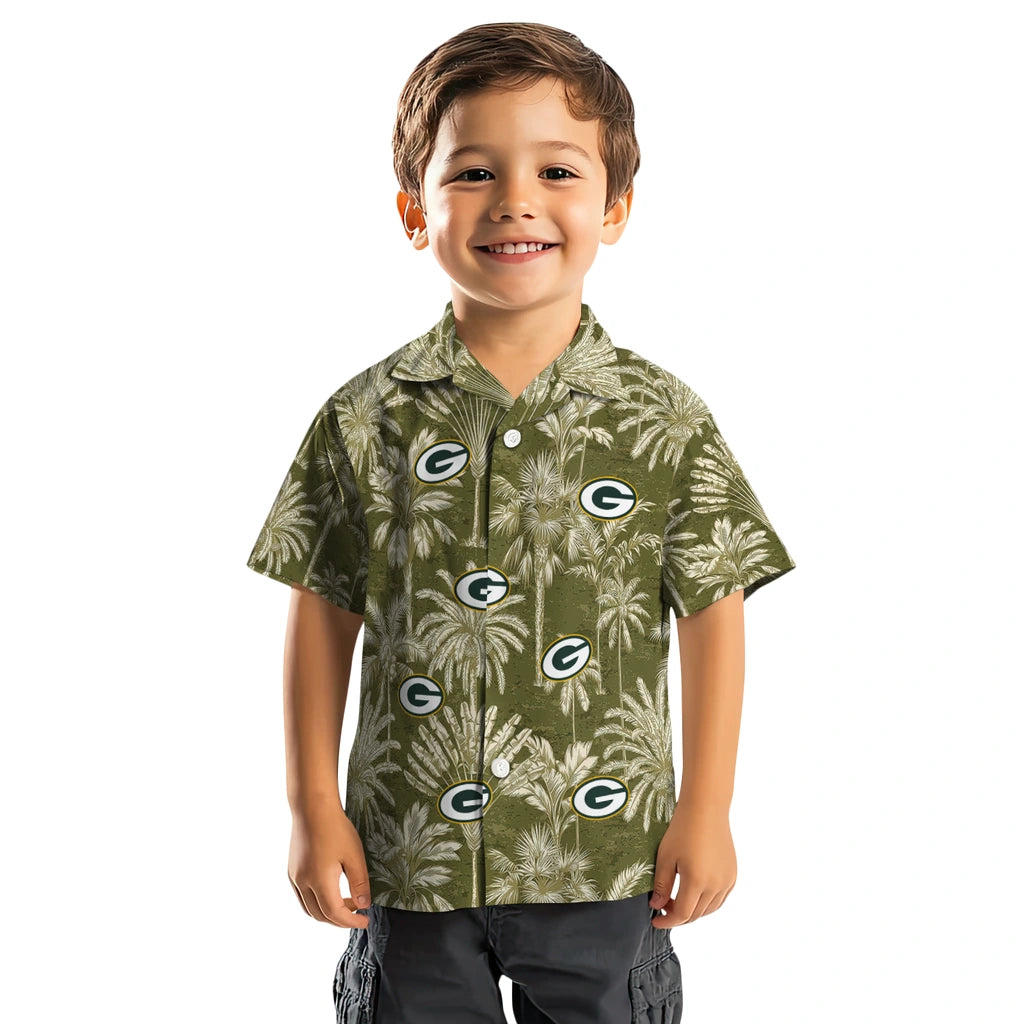 Green Bay Packers Hawaiian Shirt - Vintage Palm Tree | Moonbestprint