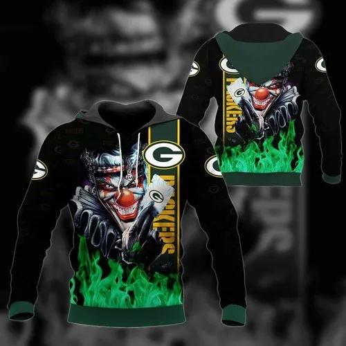 Green Bay Packers Joker Poker Green Bay NFL 3D All Over Print Hoodie -Moonbestprint