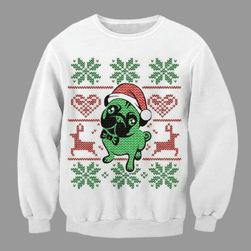 Green Pug In Christmas Hat Graphic Unisex T Shirt Sweater Hoodie Size S 8211 5Xl ? Usalast