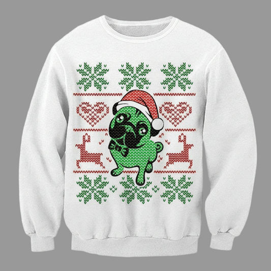 Green Pug In Christmas Hat Graphic Unisex T Shirt Sweater Hoodie Size S 8211 5Xl ? Usalast