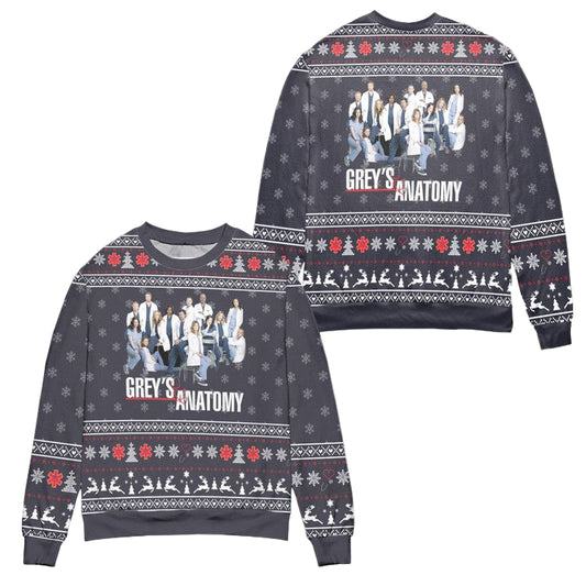 Greys Anatomy Characters Snowflake Pattern Ugly Christmas Sweater ? Usalast