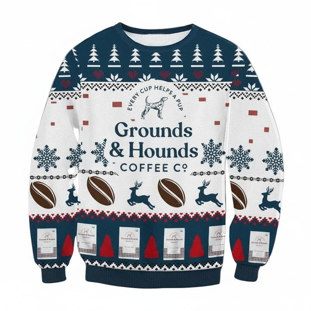 Grounds And Hounds Coffee Ugly Christmas Sweater 2022 ? Usalast