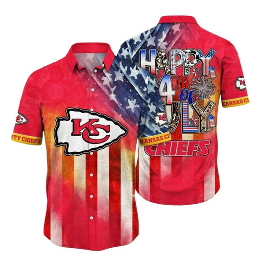 Happy 4Th Of July Chiefs Graphic Hawaiian Shirt Unisex Aloha Tee - Moonbestprint