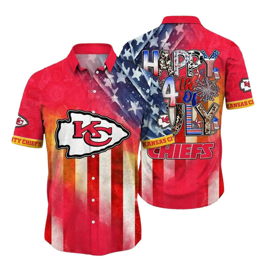Happy 4Th Of July Chiefs Graphic Hawaiian Shirt Unisex Aloha Tee - Moonbestprint