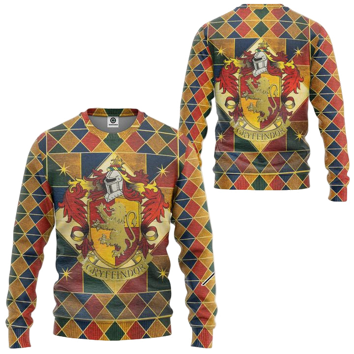 Harry Potter Gryffindor House Argyle Pattern Ugly Christmas Sweater ? Usalast